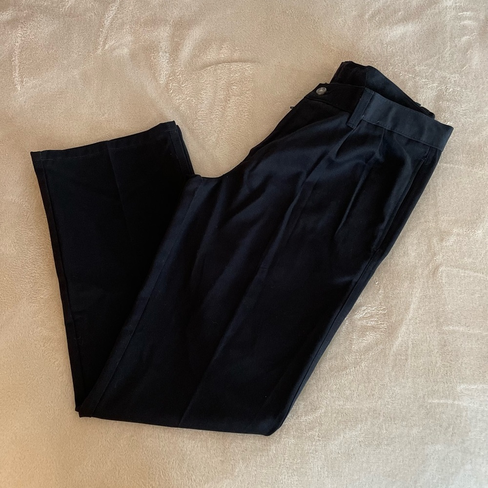 Chaps Boys Pleated Front Black School Pants - Size 16 Husky